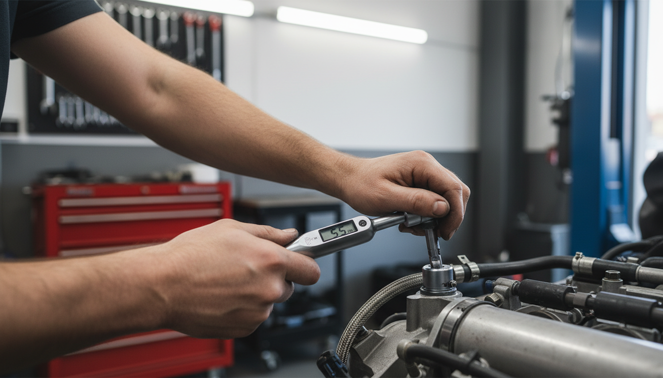 Mechanic working on engine